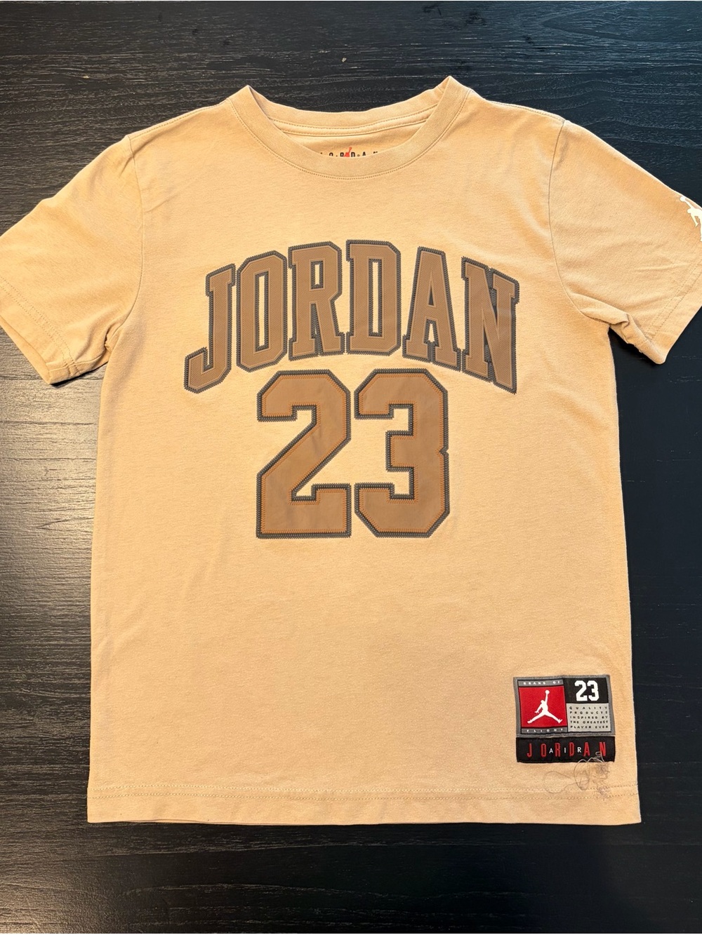 Jordan Tan Tee with Red Jumpman Logo